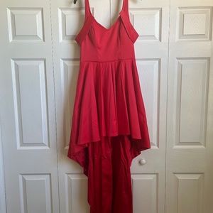 Sequin Hearts Red Satin High-Low Dress